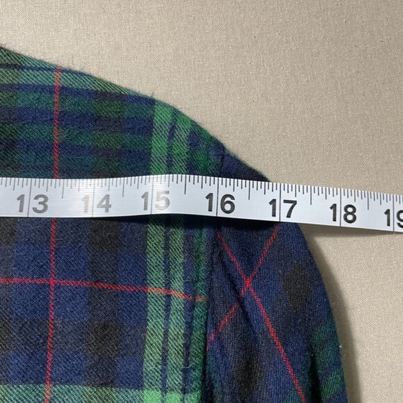 American Eagle Button-down Flannel Plaid - Blue/Green S - Picture 8 of 10